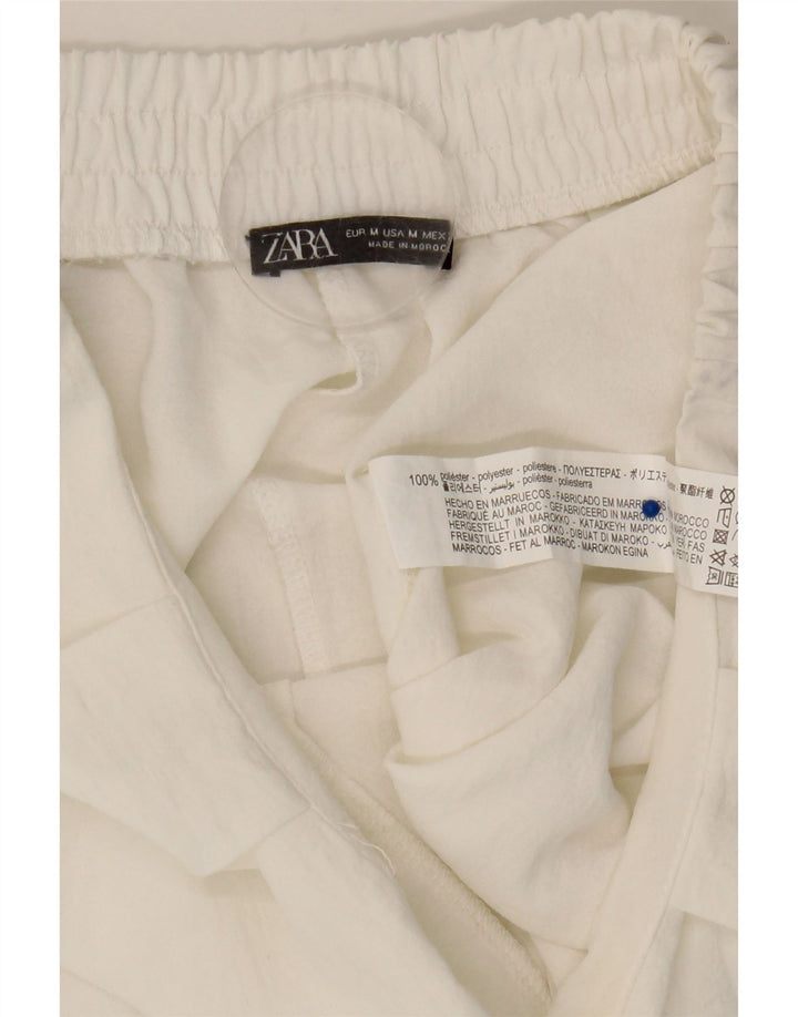 Zara Damen-Chinohose mit lockerer Passform, Größe M, W28, L25, Weiß, Polyester