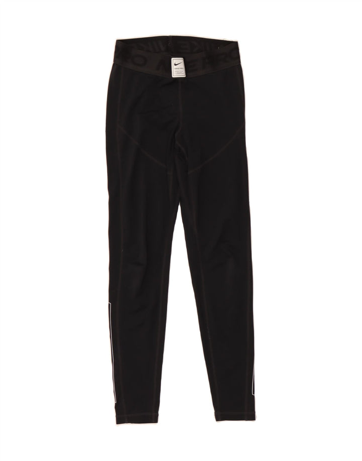 NIKE Womens Dri Fit Graphic Leggings UK 8 Small Black Vintage Nike and Second-Hand Nike from Messina Hembry 