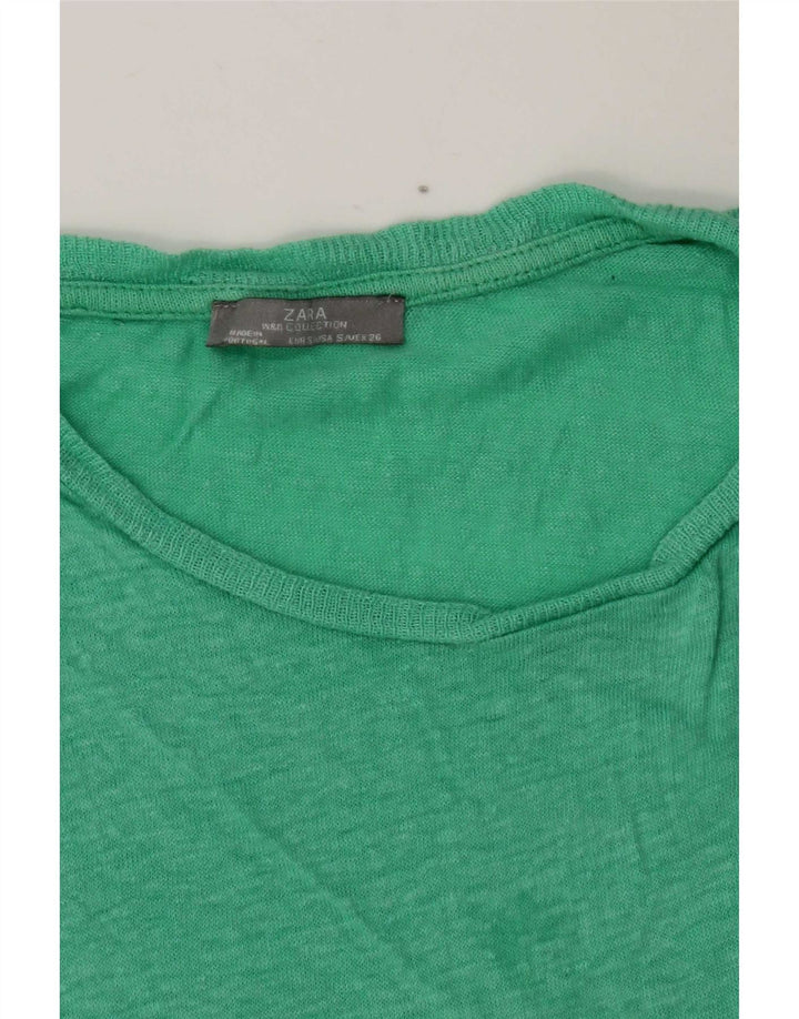 Zara Damen T-Shirt Top UK 10 Small Grün