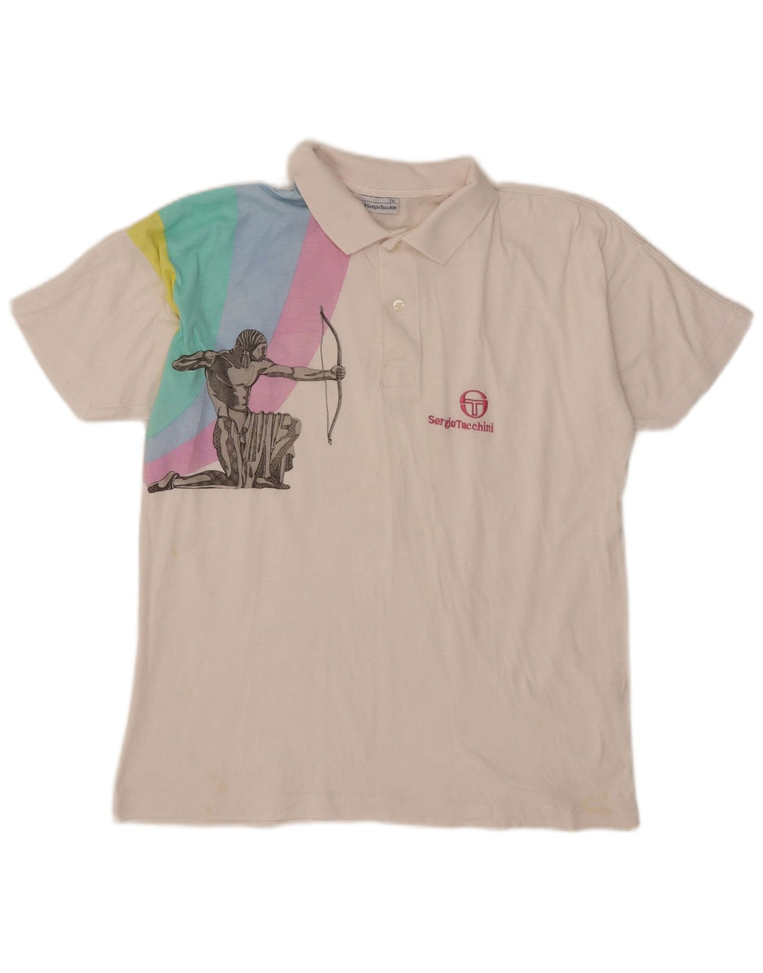 Sergio Tacchini Herren-Poloshirt mit Grafik, mittelweiße Baumwolle