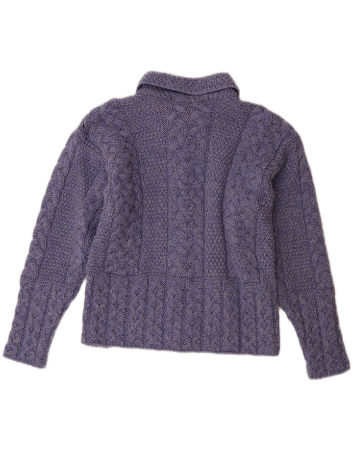 DONEGAL Damen Strickjacke Pullover UK 10 Kleine blaue Schurwolle
