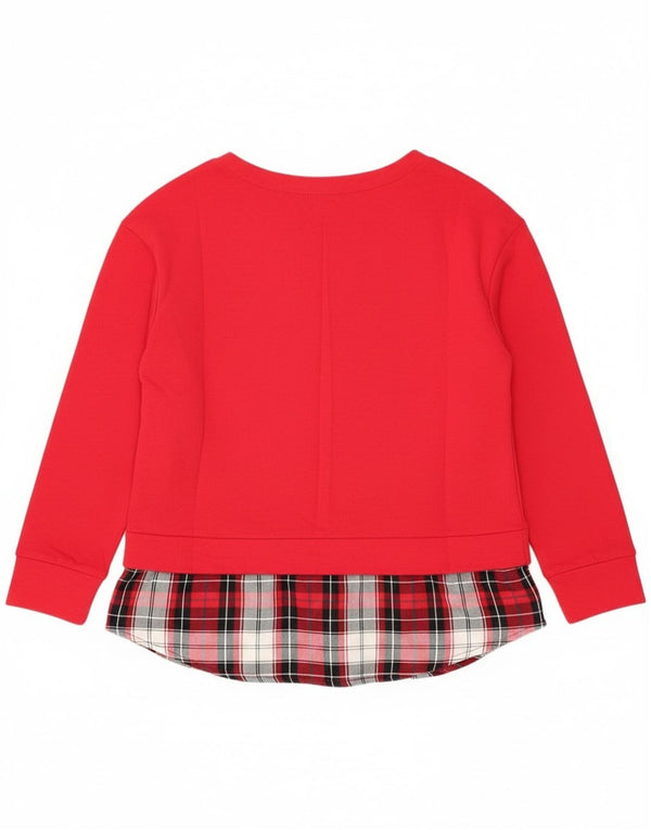 Izod Damen Top Langarm UK 14 Große rot karierte Baumwolle