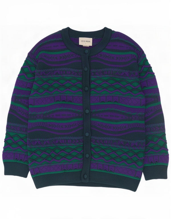 La Dame Damen Strickjacke UK 16 Large Lila Geometrisch Acryl