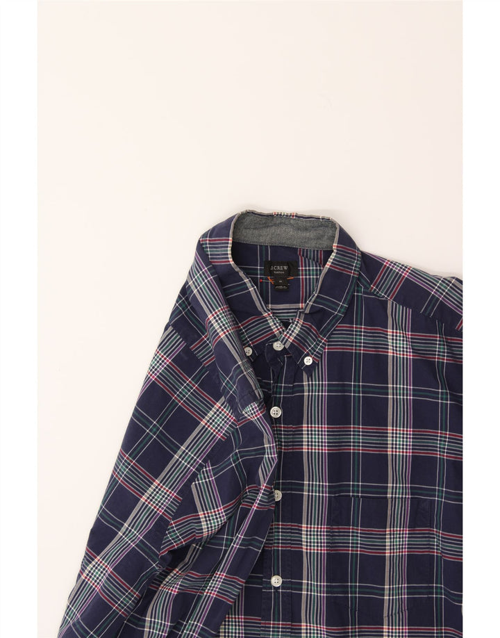 J. CREW Mens Tartan Shirt XL Navy Blue Check Cotton Vintage J. Crew and Second-Hand J. Crew from Messina Hembry 