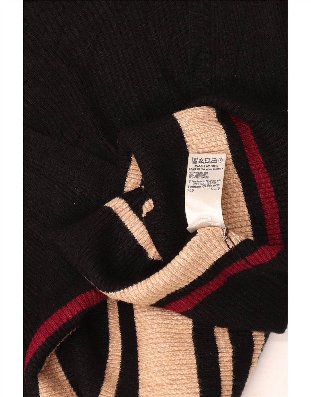 Marks & Spencer Damen-Pullover mit V-Ausschnitt, Gr. 14, mittelschwarz gestreift