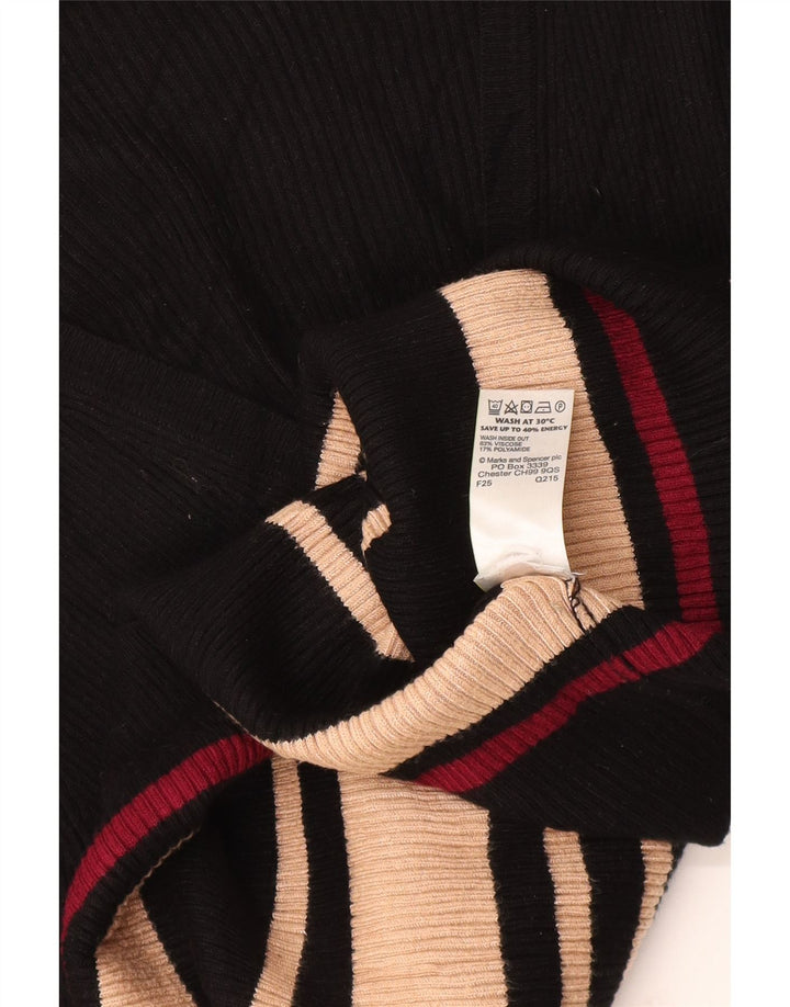 Marks & Spencer Damen-Pullover mit V-Ausschnitt, Gr. 14, mittelschwarz gestreift