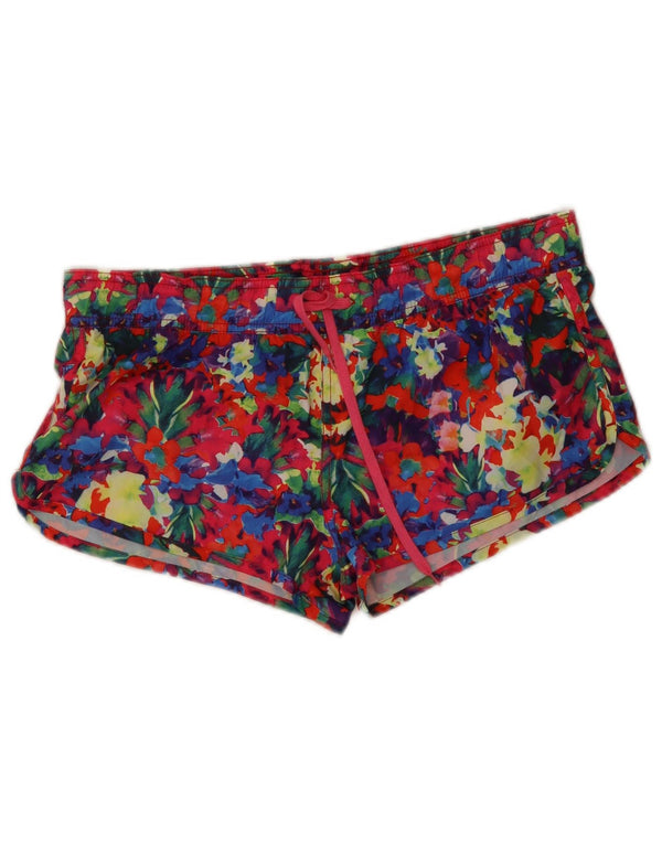 Champion Damen Herritage Fit Sport Shorts UK 14 Großes Mehrfarbiges Blumenmuster