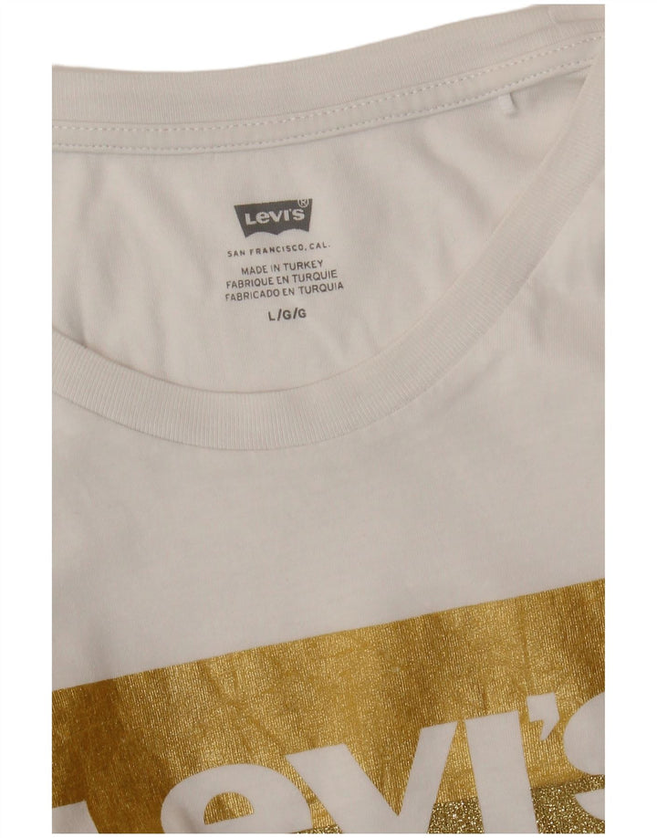 LEVI'S Damen Grafik-T-Shirt-Oberteil UK 16 Large Weiß