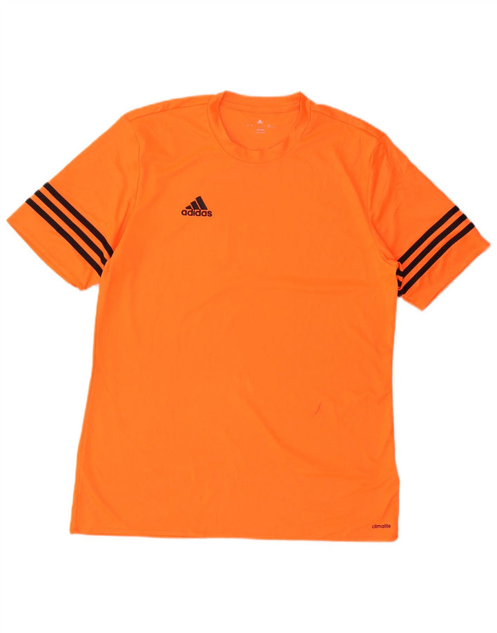 ADIDAS Herren Climalite T-Shirt Top Large Orange Polyester