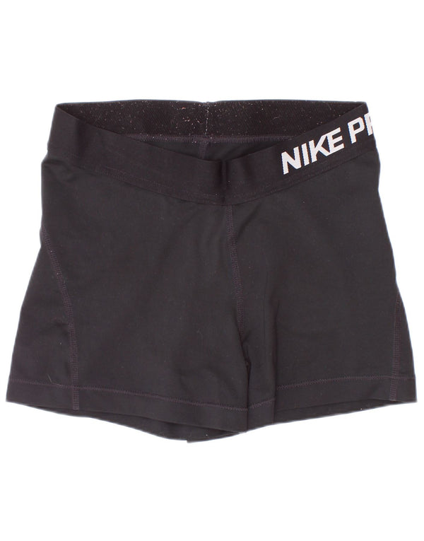 Nike Damen Dri Fit Graphic Sport Shorts UK 8 Small Schwarz Polyester