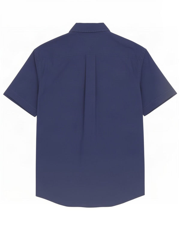 Tommy Hilfiger Herren-Hemd, kurzärmelig, klassische Passform, XL, Marineblau, Baumwolle