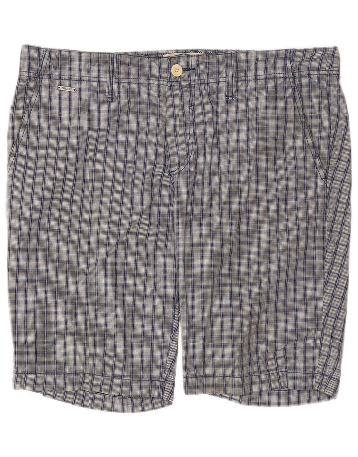 Guess Herren-Chinoshorts W34, groß, blau kariert, Baumwolle