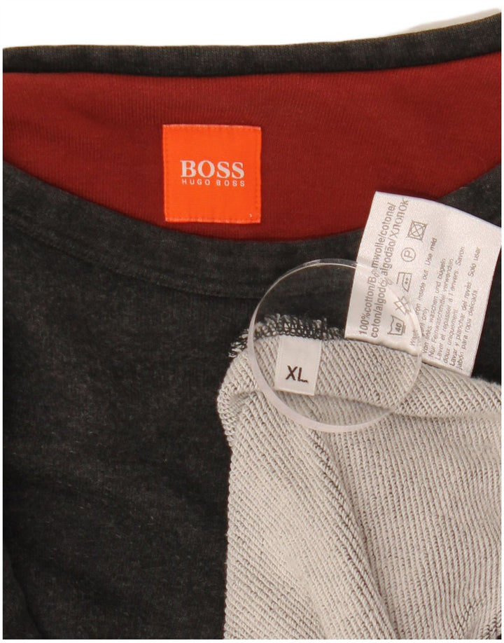 Hugo Boss Herren Sweatshirt Pullover XL Grau Baumwolle