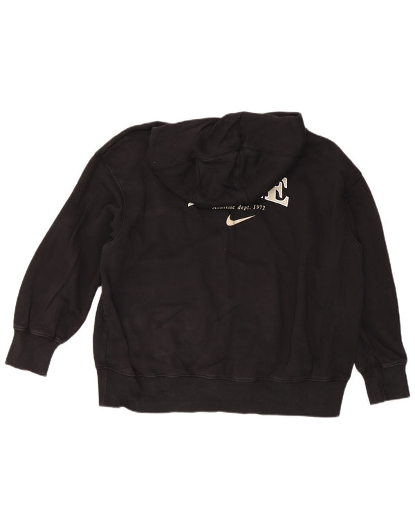 Nike Womens Graphic Oversized Zip Hoodie Sweater UK 16 Große schwarze Baumwolle
