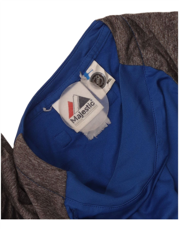 Majestic Herren-Top mit 3/4-Ärmeln, mittelblau, Farbblock