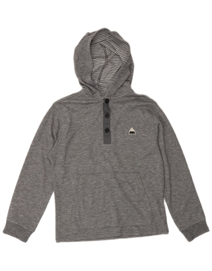 Burton Damen-Oberteil mit Kapuze, langärmlig, UK 10, Größe S, grau geflecktes Polyester