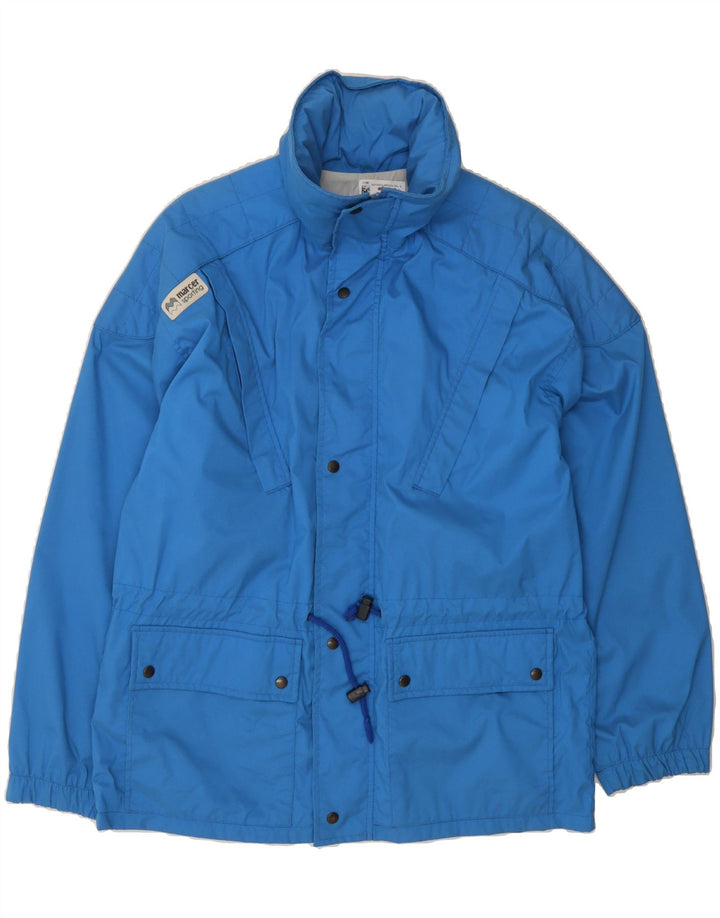 VINTAGE Mens Hooded Windbreaker Jacket IT 48 Medium Blue Cotton Vintage Vintage and Second-Hand Vintage from Messina Hembry 