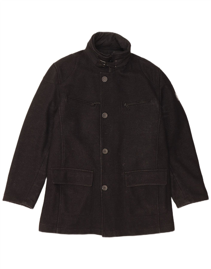 Bugatti Herrenmantel EU 54 2XL Schwarze Schurwolle