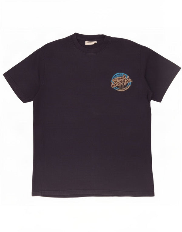 Weird Fish Herren Grafik T-Shirt Top Mittel Marineblau Baumwolle