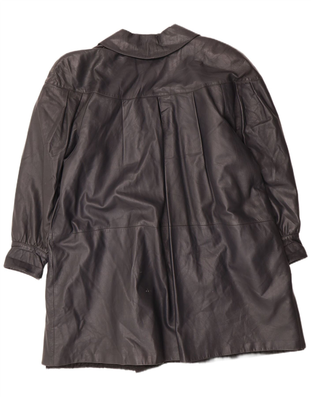 Vintage Damen Übergroßer Ledermantel IT 44 Medium Black Leather Classic