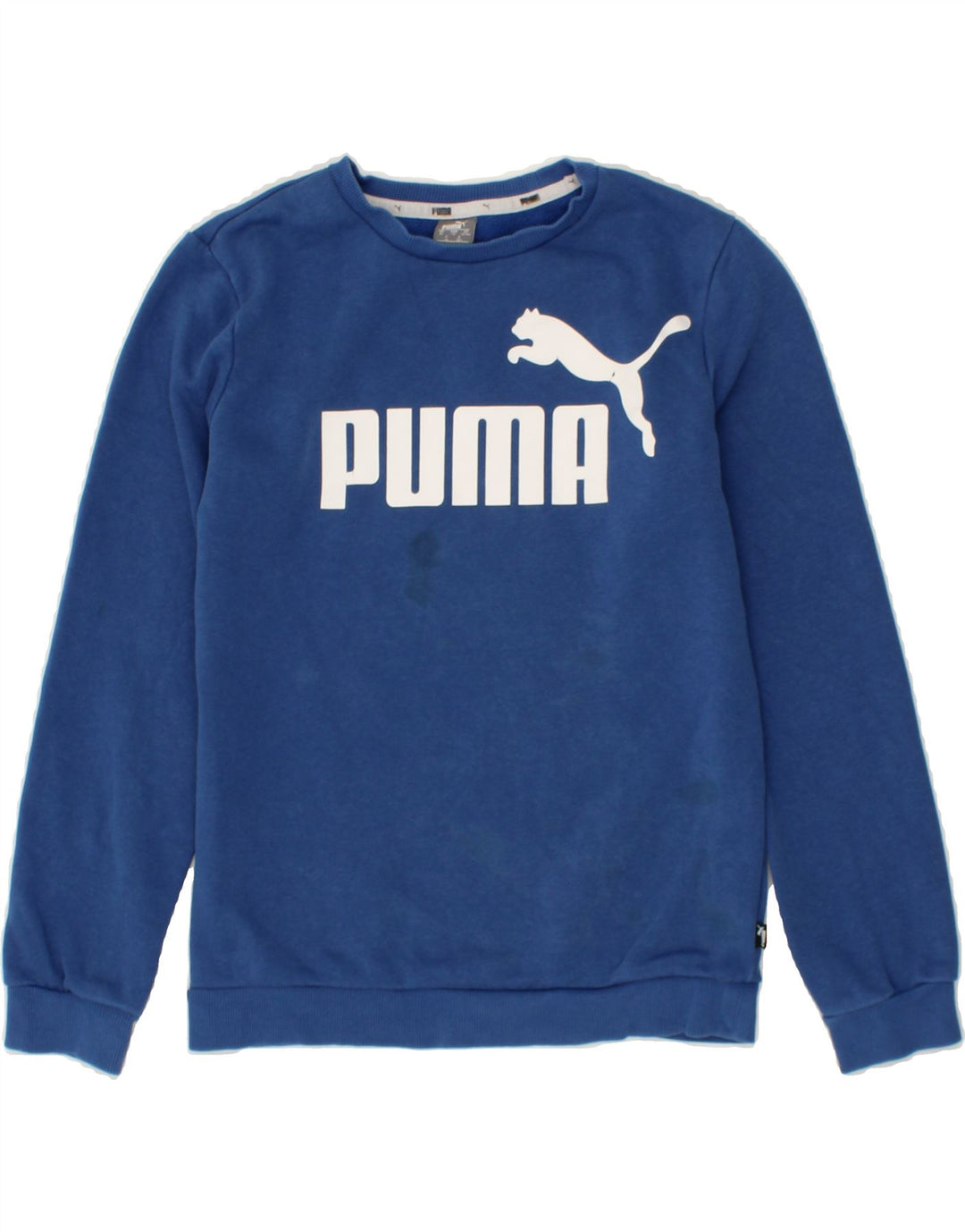 PUMA Boys Graphic Sweatshirt Jumper 13-14 Years Blue Cotton Vintage Puma and Second-Hand Puma from Messina Hembry 