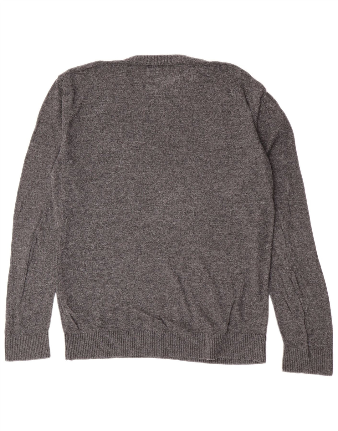 Hollister Herren-Pullover mit Rundhalsausschnitt, mittelgraue Baumwolle