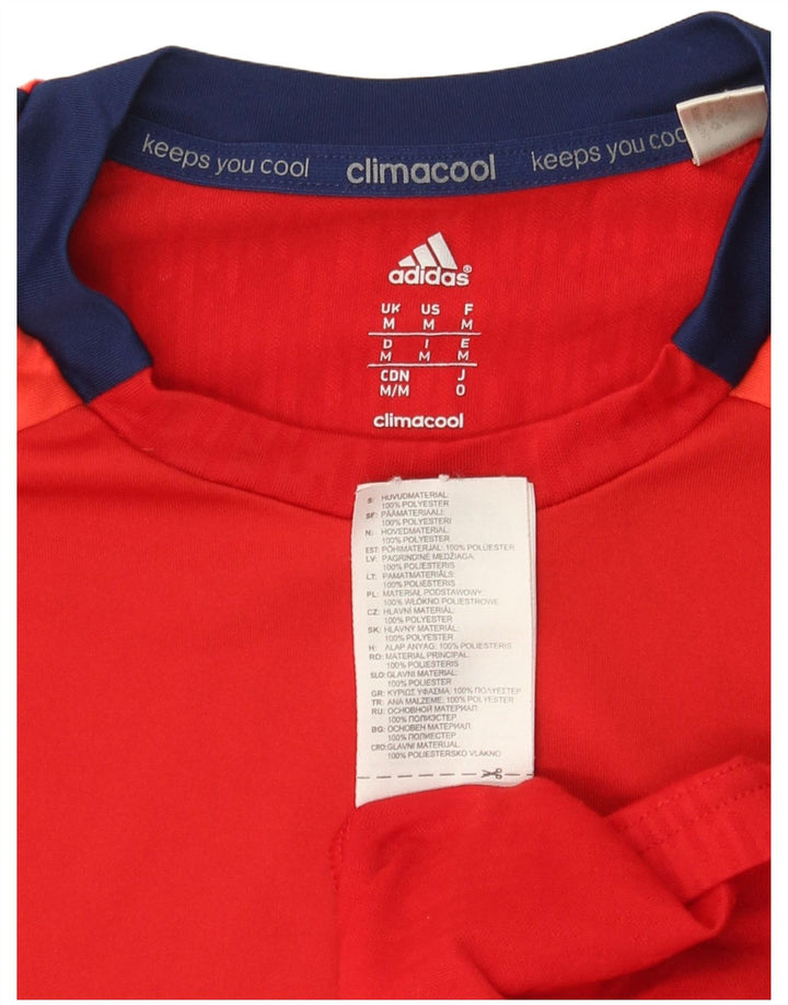 Adidas Herren Climacool T-Shirt Top Mittelrotes Colourblock-Polyester