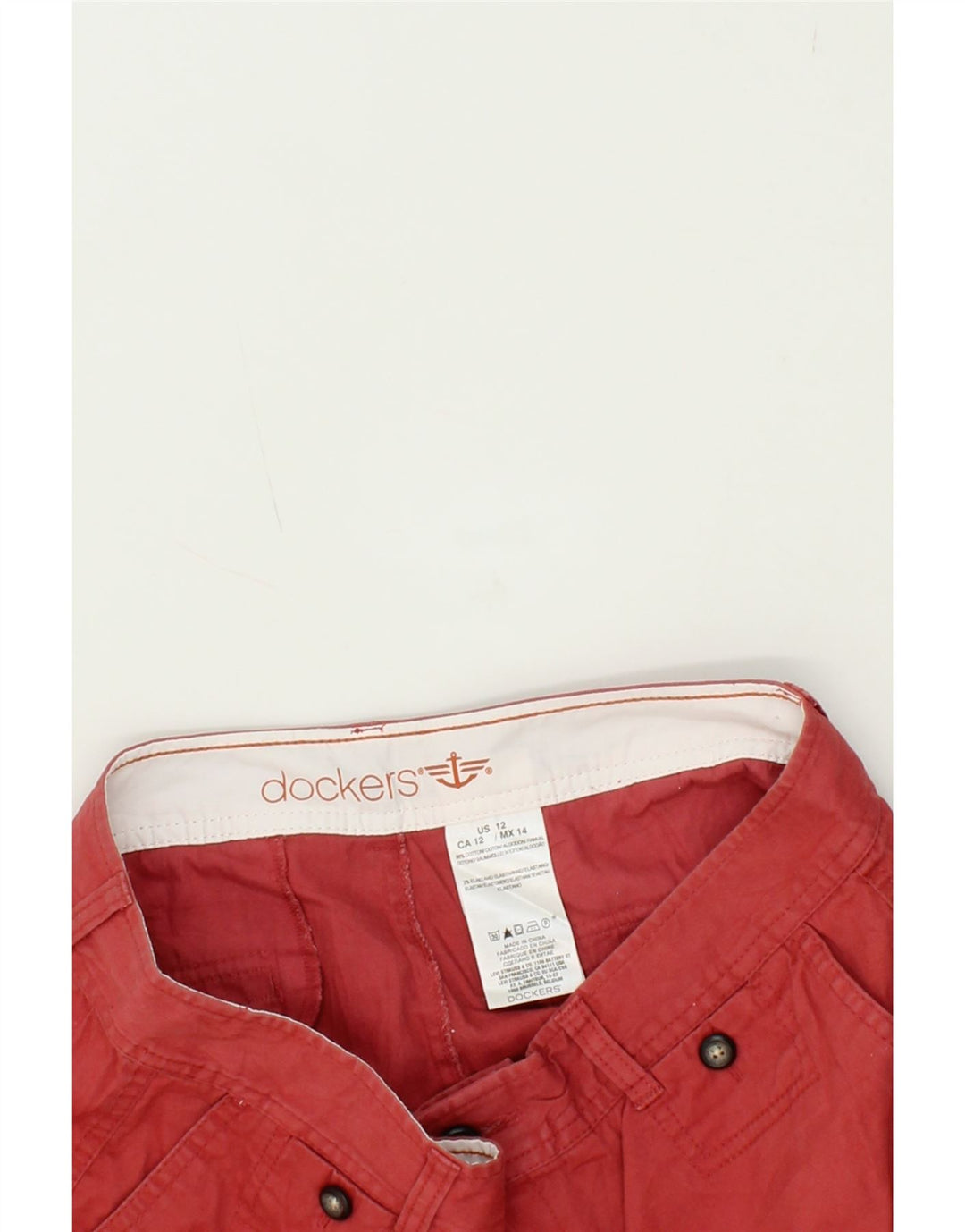 DOCKERS Womens Chino Shorts US 12 Large W34  Red Cotton Vintage Dockers and Second-Hand Dockers from Messina Hembry 