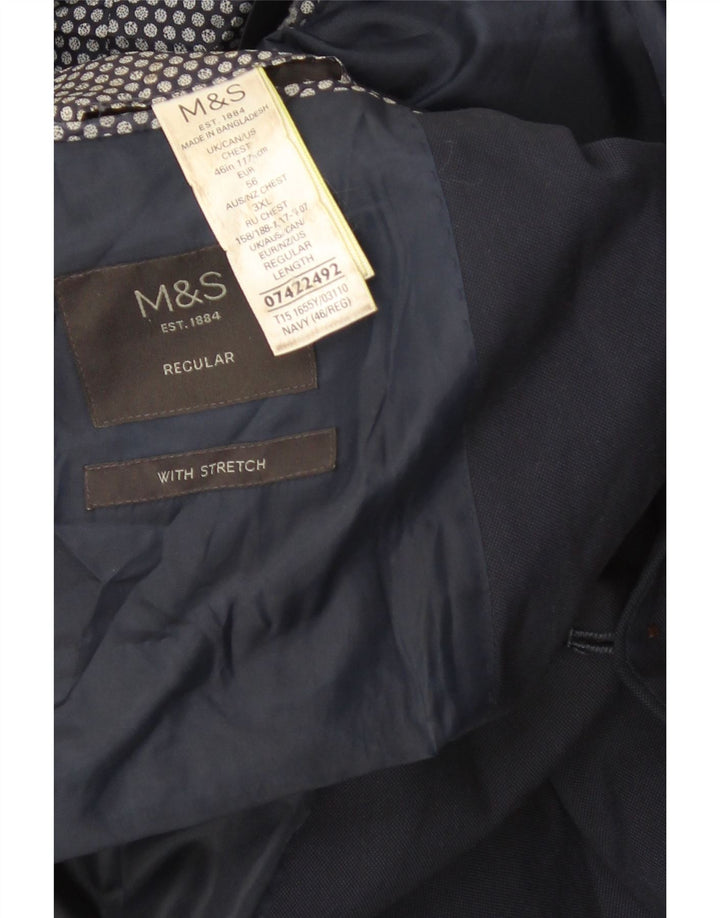 Marks & Spencer Herren-Blazer mit 2 Knöpfen, reguläre Passform, UK 46 3XL, Marineblau
