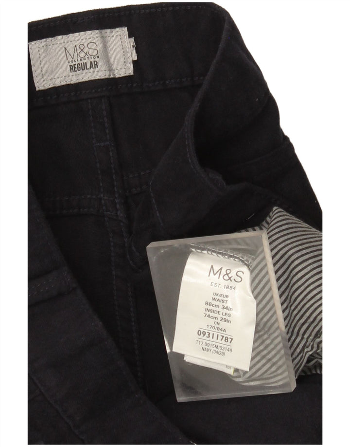Marks & Spencer Herren-Hose, normal, gerade, Freizeithose, W34, L29, Marineblau