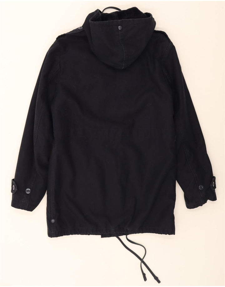 BRANDIT Mens Hooded Parka Jacket UK 36 Small Navy Blue Polyester Vintage Brandit and Second-Hand Brandit from Messina Hembry 