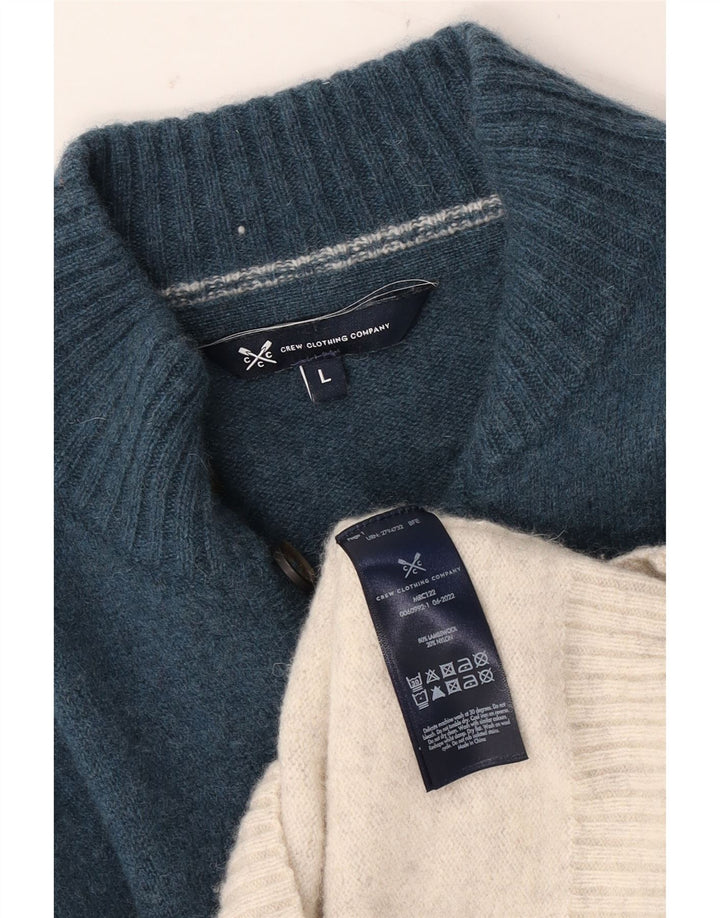 CREW CLOTHING Herren-Pullover mit Knopfkragen, Größe L, Blau, Fair Isle