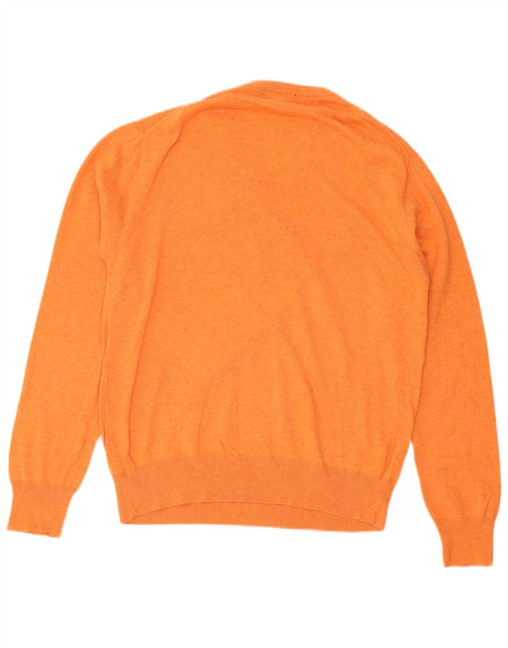 Gant Herren-Pullover mit V-Ausschnitt aus mitteloranger Baumwolle