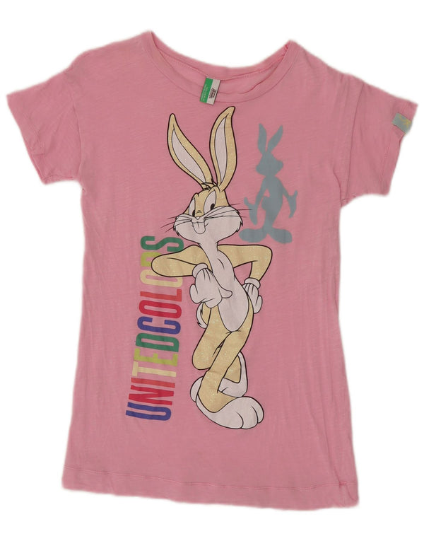 Benetton Mädchen-T-Shirt mit Bugs Bunny-Grafik, 7–8 Jahre, mittelrosa, Baumwolle