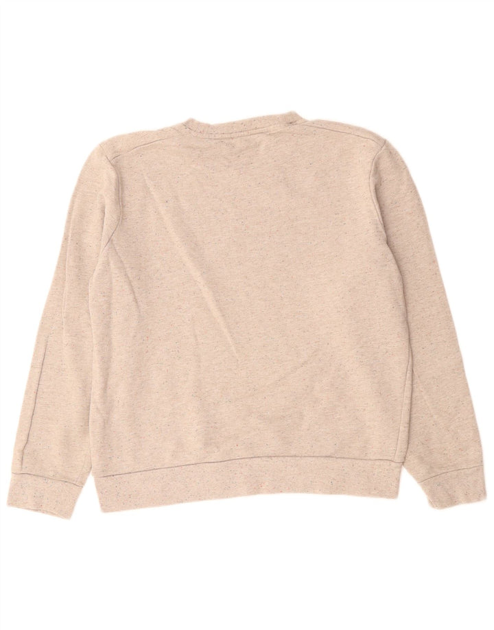 Cos Damen-Sweatshirt-Pullover UK 14 Mittelbeige gefleckte Baumwolle