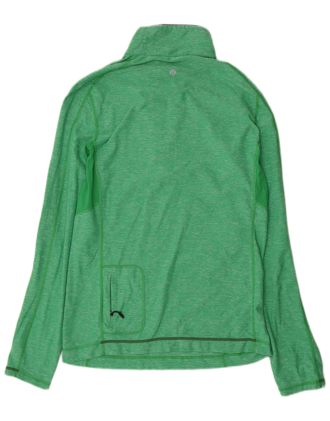 Lululemon Herren-Pullover-Trainingsanzugoberteil mit Reißverschluss am Hals, mittelgrün geflecktes Nylon
