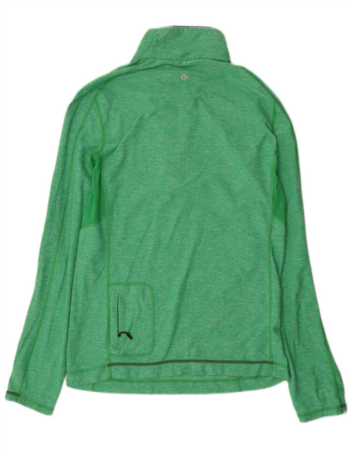Lululemon Herren-Pullover-Trainingsanzugoberteil mit Reißverschluss am Hals, mittelgrün geflecktes Nylon