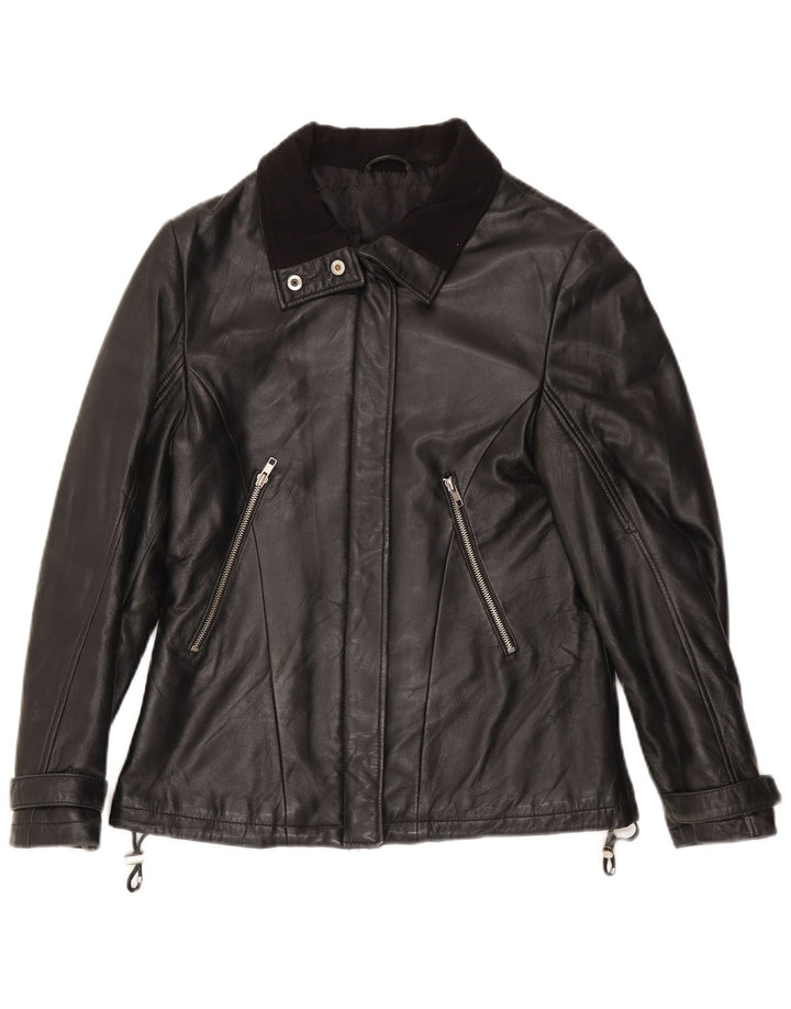 Vintage Damen Lederjacke IT 44 Mittelschwarzes Leder