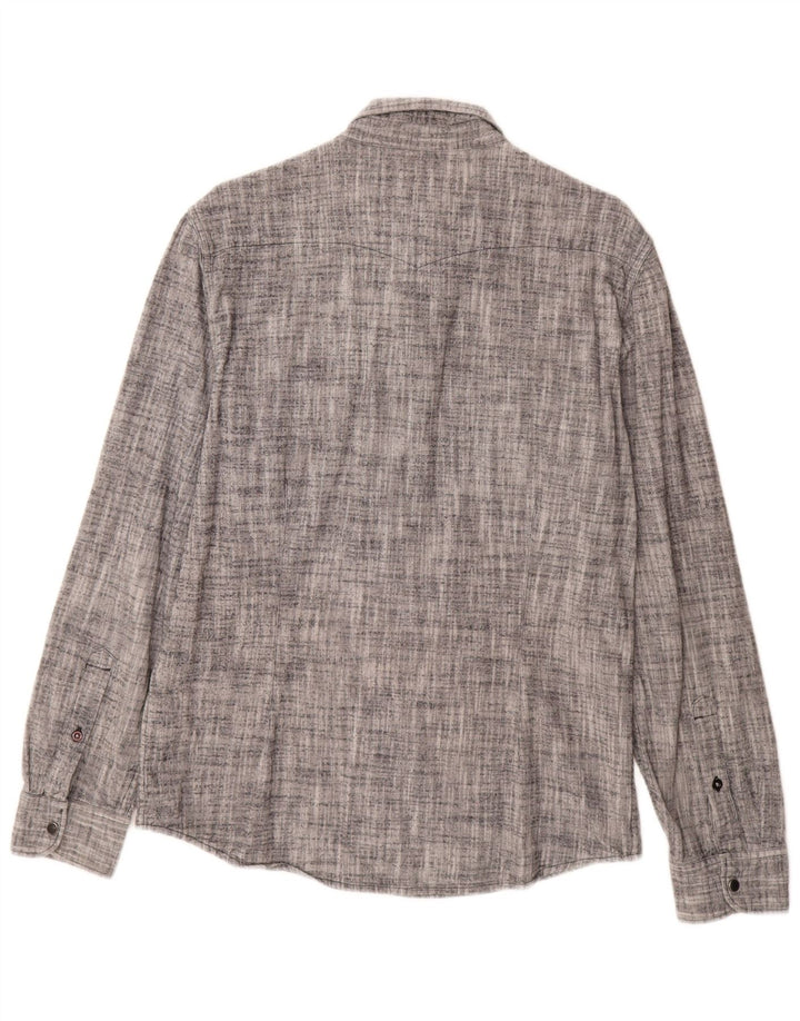 Lee Herren-Flanellhemd mit schmaler Passform, groß, grau gesprenkelte Baumwolle