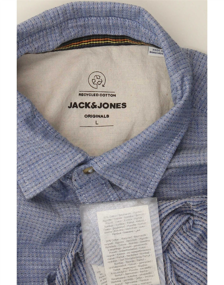 Jack & Jones Herren-Hemd, groß, blau gepunktet, Baumwolle