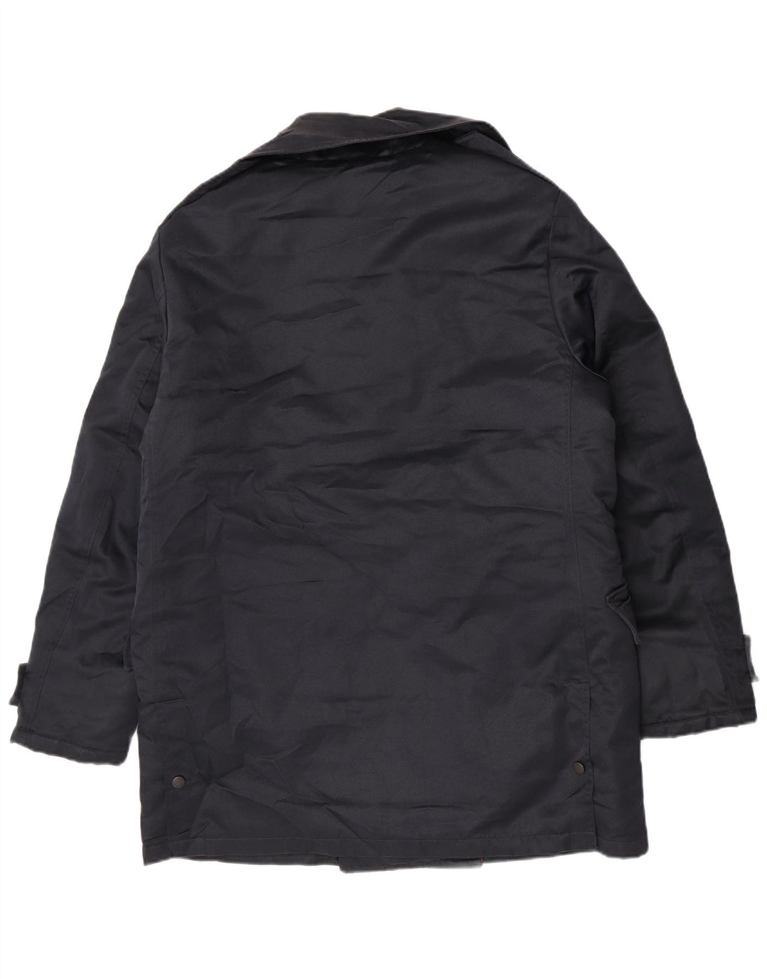 Blauer Zweireihiger Herrenmantel UK 40, Größe L, Marineblau, Polyester