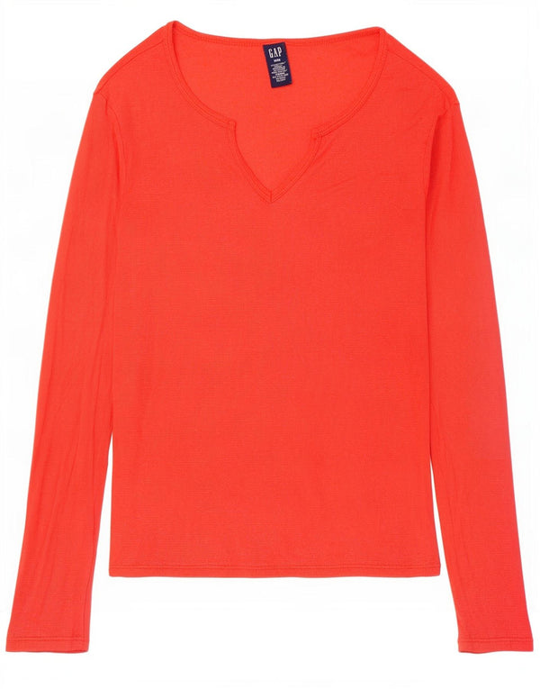 Gap Womens Top Long Sleeve UK 12 Medium Orange Cotton