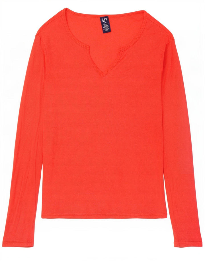 Gap Damen Top Langarm UK 12 Mittelorange Baumwolle