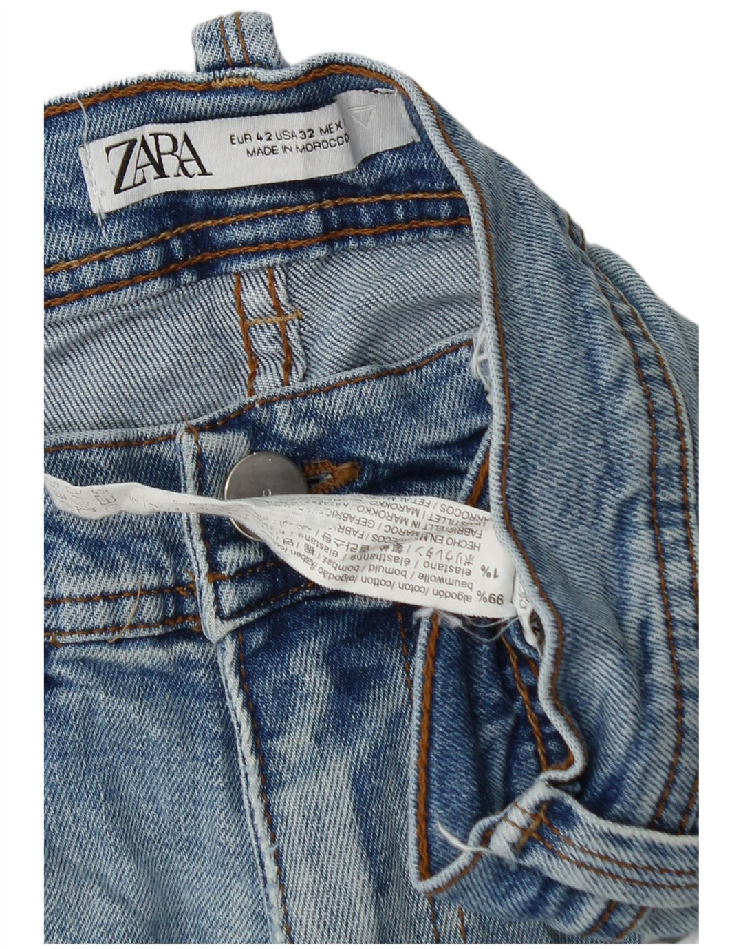 Zara Herren Slim Jeans EU 42 Large W32 L30 Blaue Baumwolle