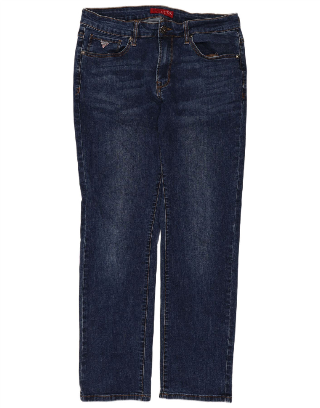 Guess Damen Straight Slim Jeans W30 L28 Blaue Baumwolle