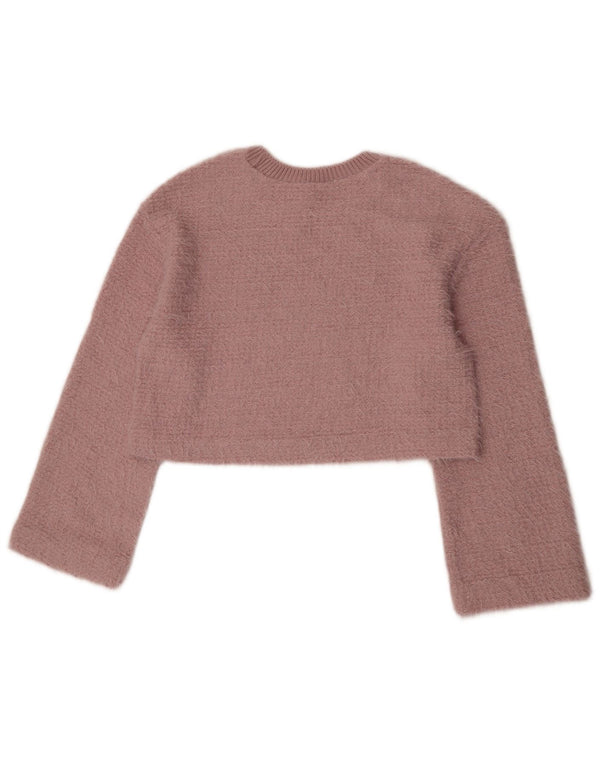 Zara Damen Crop-Pullover mit U-Boot-Ausschnitt, Gr. 10, Größe S, Rosa, Polyester