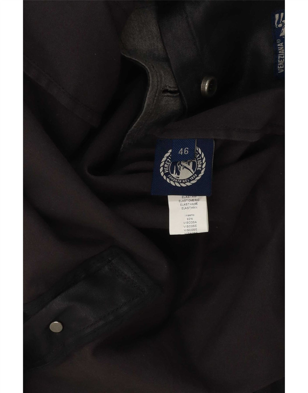 Vintage Herren Doppelreihige Jacke aus gewachster Baumwolle IT 46 Small Schwarz