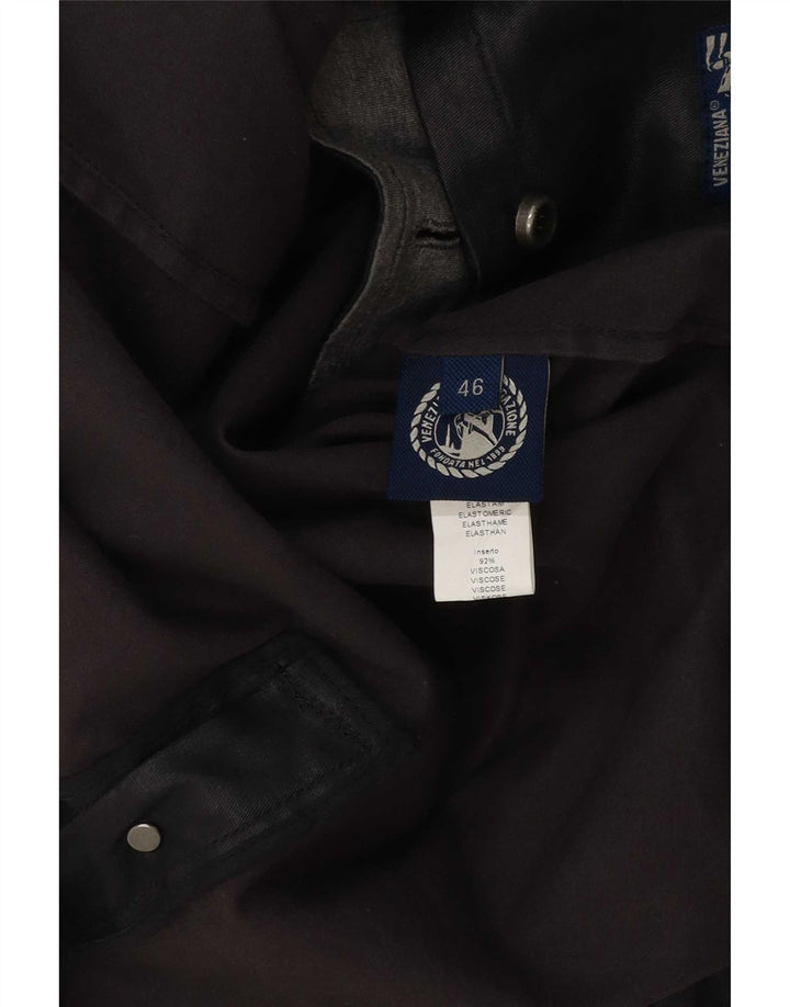 Vintage Herren Doppelreihige Jacke aus gewachster Baumwolle IT 46 Small Schwarz