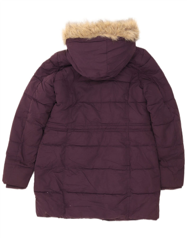 Fat Face wattierter Damenmantel mit Kapuze, UK 8, Größe S, Lila, Polyester