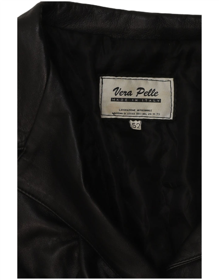 Vintage Damen Lederjacke IT 52 2XL Schwarz